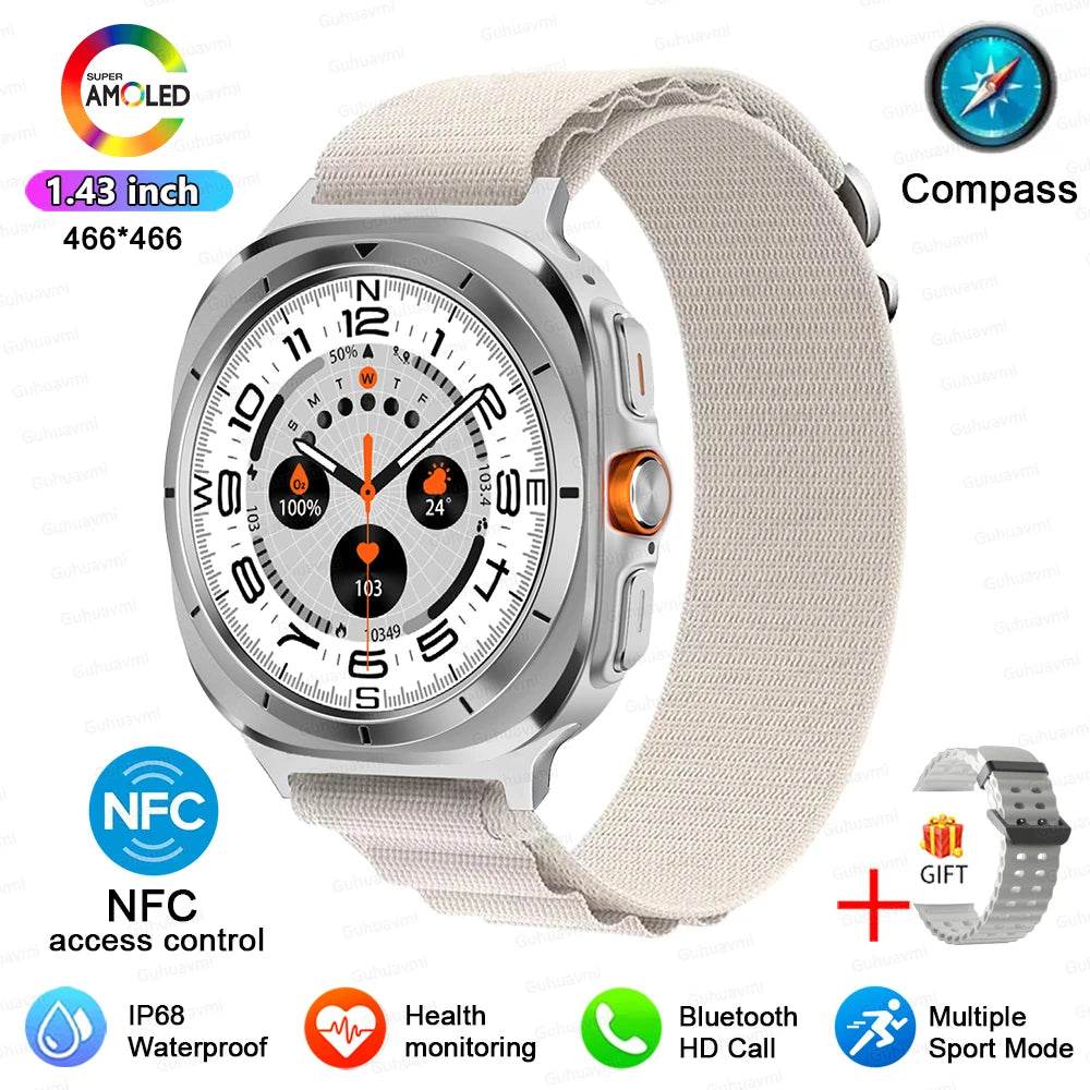 For Samsung Galaxy Watch 7 Ultra New GPS Track Smart Watch Men AMOLED Always Display Clock BT Talk NFC Sport Smartwatches Women - EYESPHERE