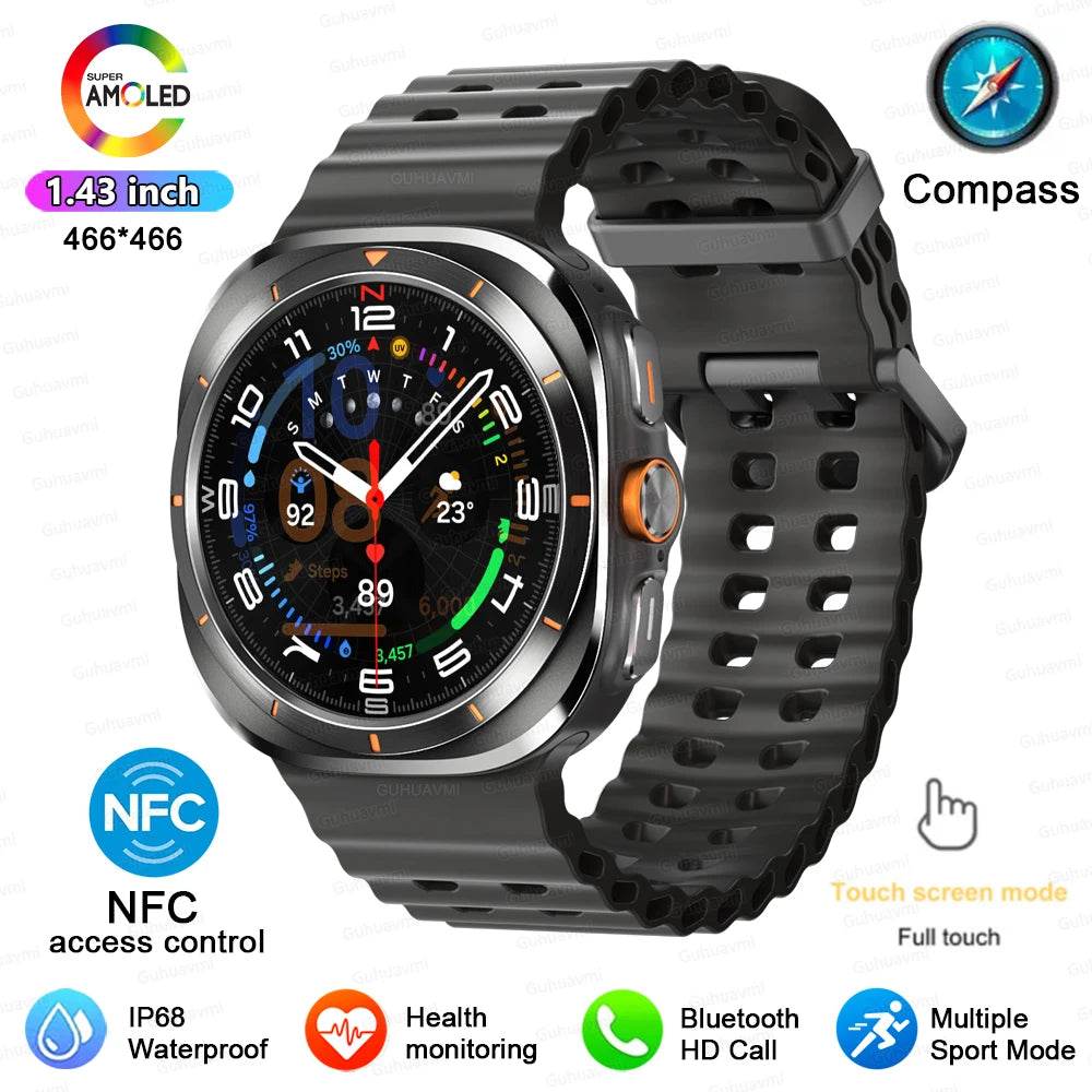 For Samsung Galaxy Watch 7 Ultra New GPS Track Smart Watch Men AMOLED Always Display Clock BT Talk NFC Sport Smartwatches Women - EYESPHERE