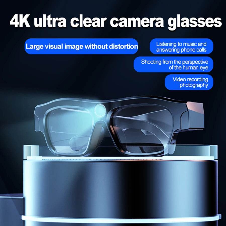 High quality 4K mini camera glasses camera smart home secret camera action camera movie camera with Bluetooth earphones - EYESPHERE