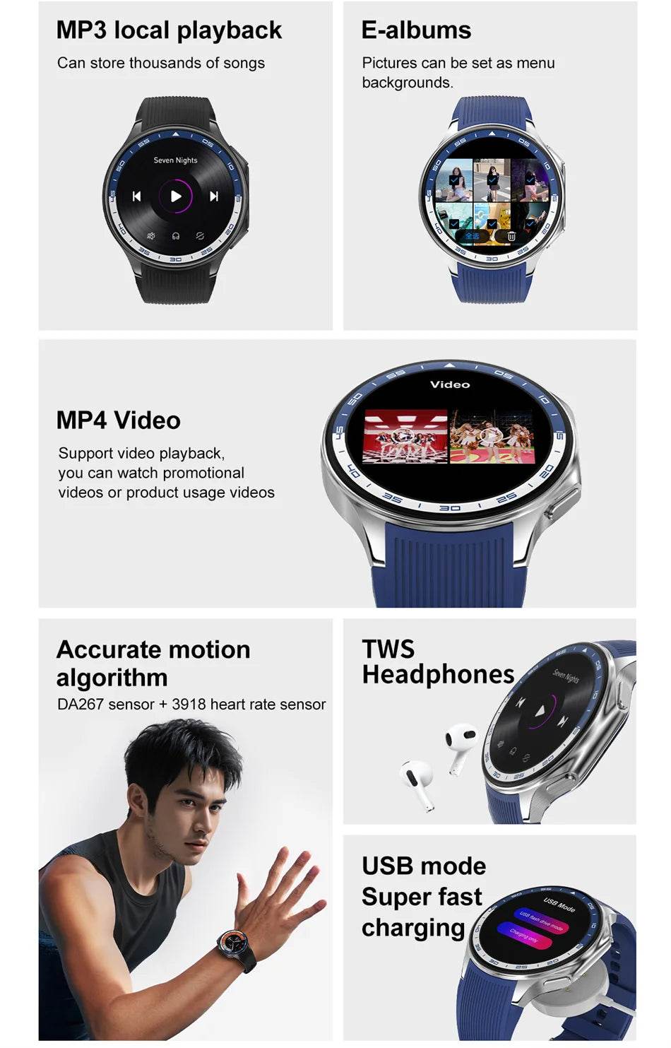 2025 New For OPPO Xiaomi 32G Memory Smart Watch Men Full Touch HD AMOLED Screen Music Fitness Tracker Bluetooth Call Smartwatch - EYESPHERE