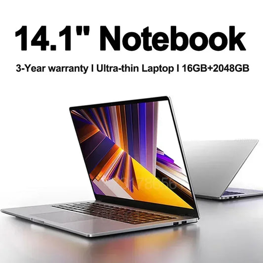 Ultra Slim 14.1" Laptop 16GB RAM 2TB SSD Intel N3700 Notebook Gamer Windows 11 Pro 1920*1080  Display Office Study Computer PC