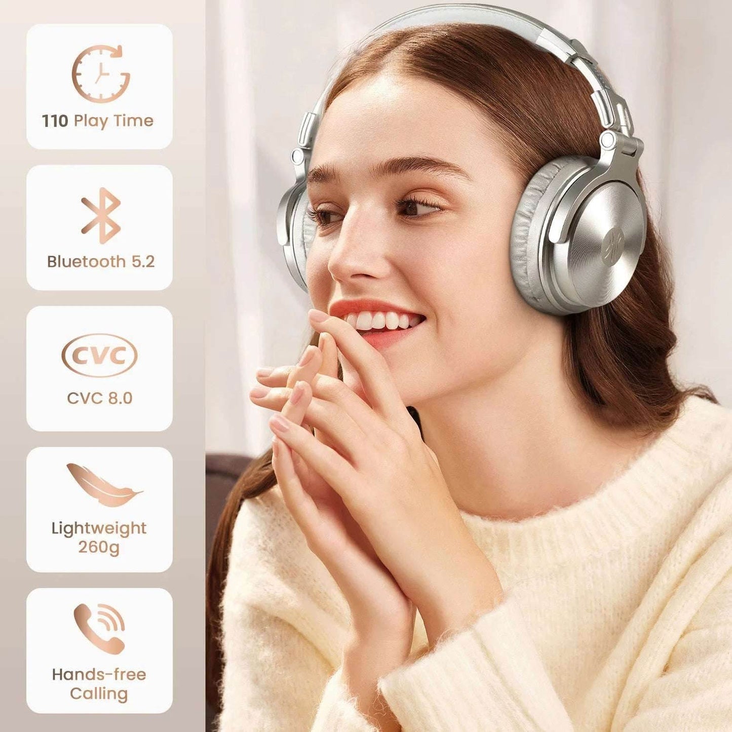 Oneodio Pro C Wireless Bluetooth 5.2 Headphones Over Ear With Microphone Hi-Res Audio Wired&Wireless Headset 110h Playtime AAC - EYESPHERE