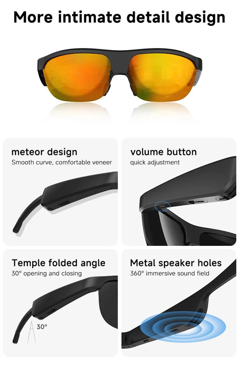 Camera Smart Glasses Bluetooth Call Voice Assistant Listen Music Glasses Smart Sports Polarized Sunglasses Anti-Blue Eyeglasses - EYESPHERE