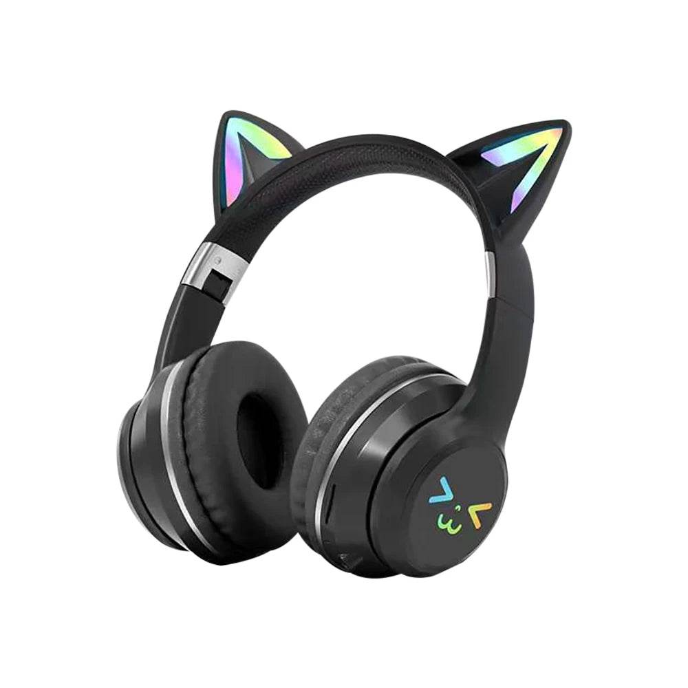 Gradient wireless Headphones RGB cute cat ear Bluetooth Earphones with microphone Stereo Music Game Earphone Girls Kids Gifts - EYESPHERE