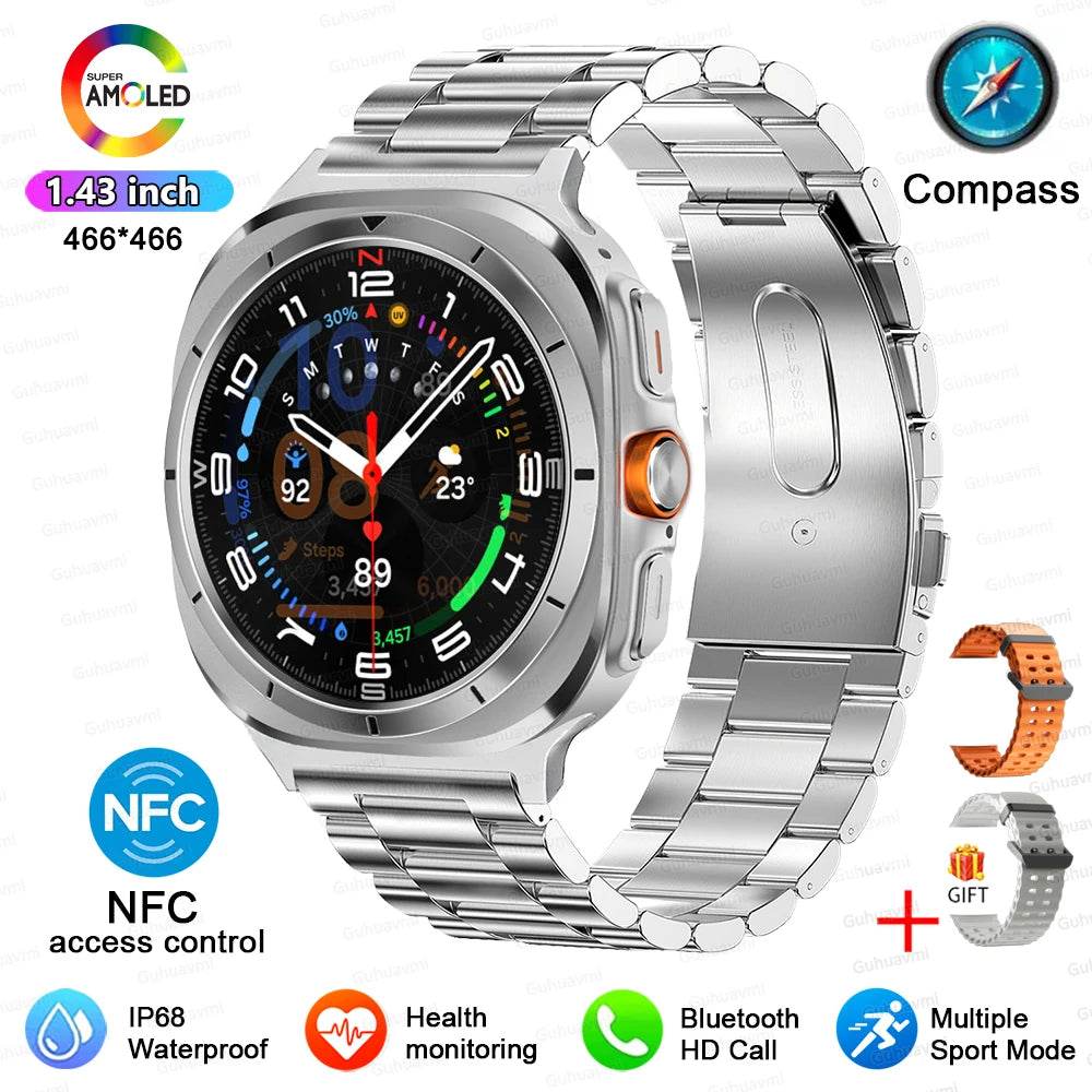 For Samsung Galaxy Watch 7 Ultra New GPS Track Smart Watch Men AMOLED Always Display Clock BT Talk NFC Sport Smartwatches Women - EYESPHERE