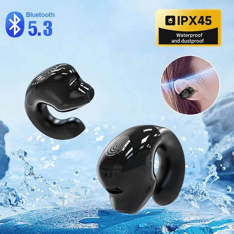 Wireless Ear Clip on Headphone TWS Bluetooth 5.3 Earphone Single in-Ear HiFi Stereo Touch Control Sports Headset with Mic - EYESPHERE