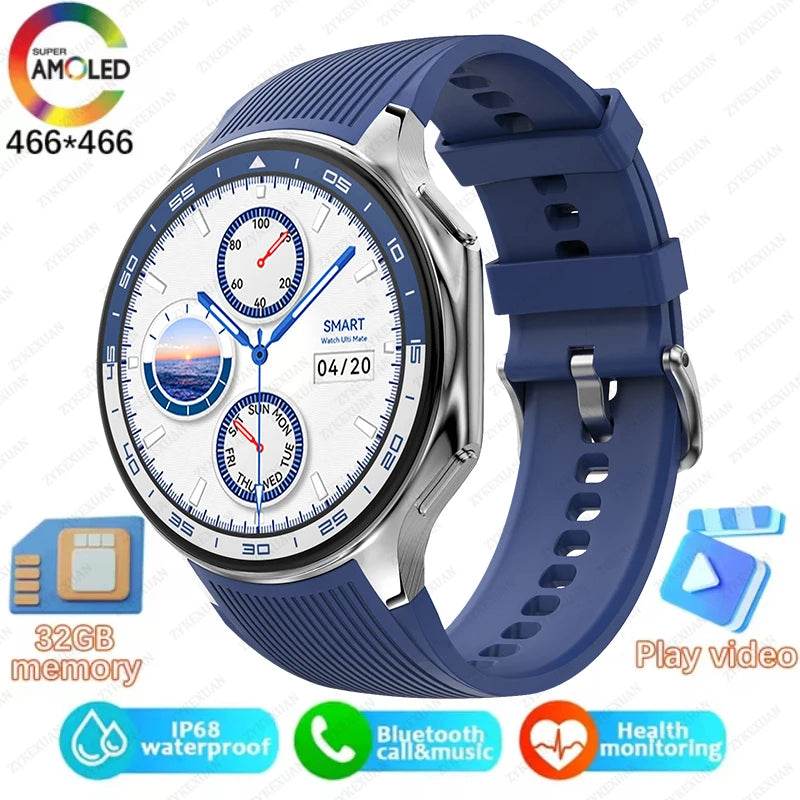 2025 New For OPPO Xiaomi 32G Memory Smart Watch Men Full Touch HD AMOLED Screen Music Fitness Tracker Bluetooth Call Smartwatch - EYESPHERE