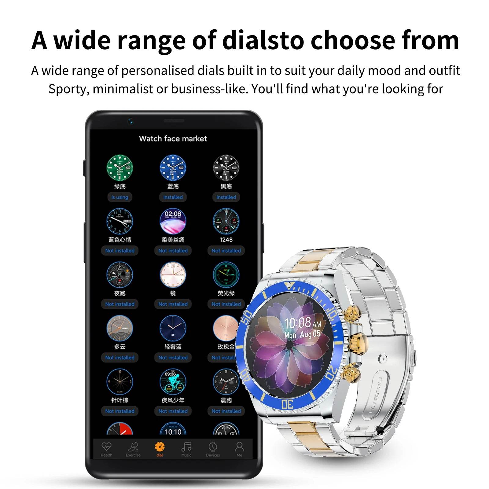 Aanshi High-End Men's SmartWatch AW12 2025 Luxury watches men Bluetooth Call 24H Health Monitoring Business men's Smart Watch - EYESPHERE