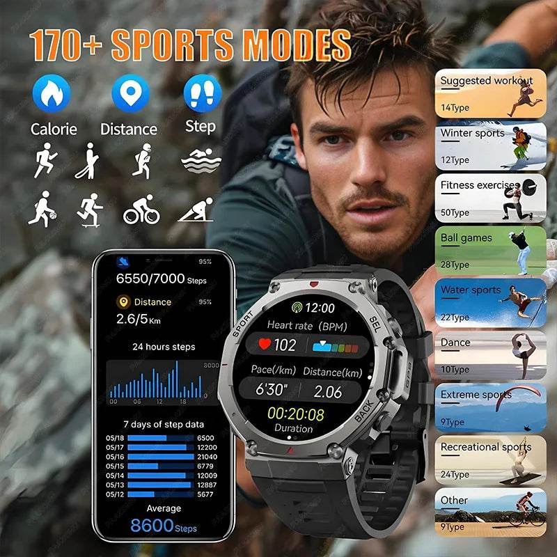 GPS trajectory Smart Watch 5 ATM Waterproof Built-in Dual-band GNSS Compass Military Sport Smartwatch Men 2025 New for Xiaomi - EYESPHERE