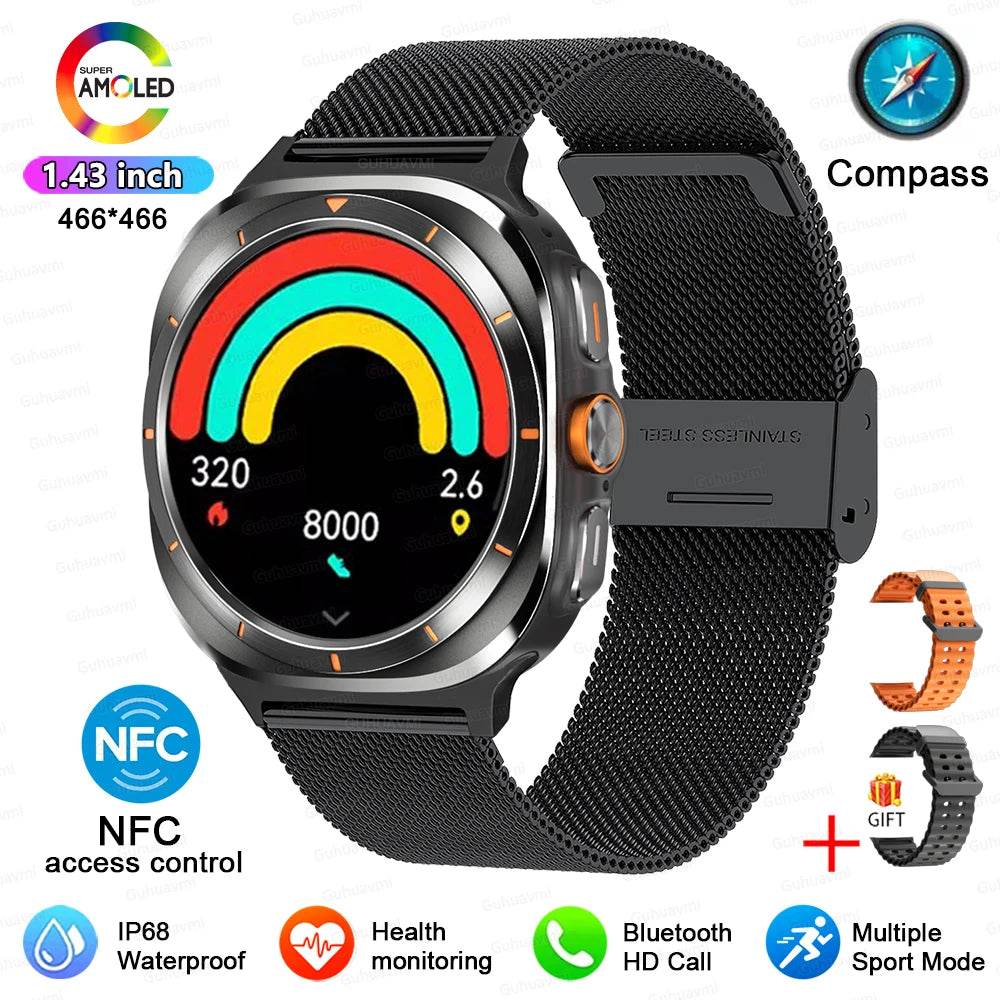 For Samsung Galaxy Watch 7 Ultra New GPS Track Smart Watch Men AMOLED Always Display Clock BT Talk NFC Sport Smartwatches Women - EYESPHERE