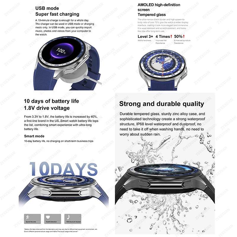 2025 New For OPPO Xiaomi 32G Memory Smart Watch Men Full Touch HD AMOLED Screen Music Fitness Tracker Bluetooth Call Smartwatch - EYESPHERE