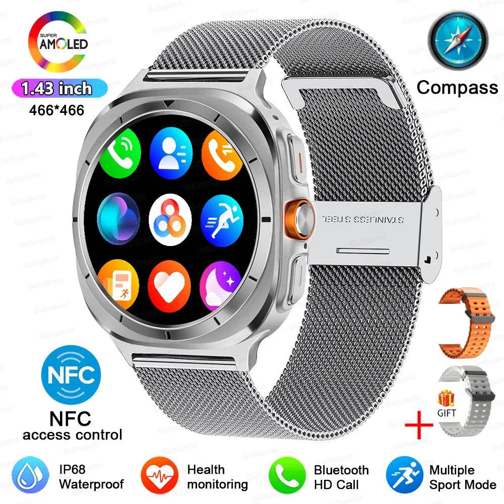 For Samsung Galaxy Watch 7 Ultra New GPS Track Smart Watch Men AMOLED Always Display Clock BT Talk NFC Sport Smartwatches Women - EYESPHERE