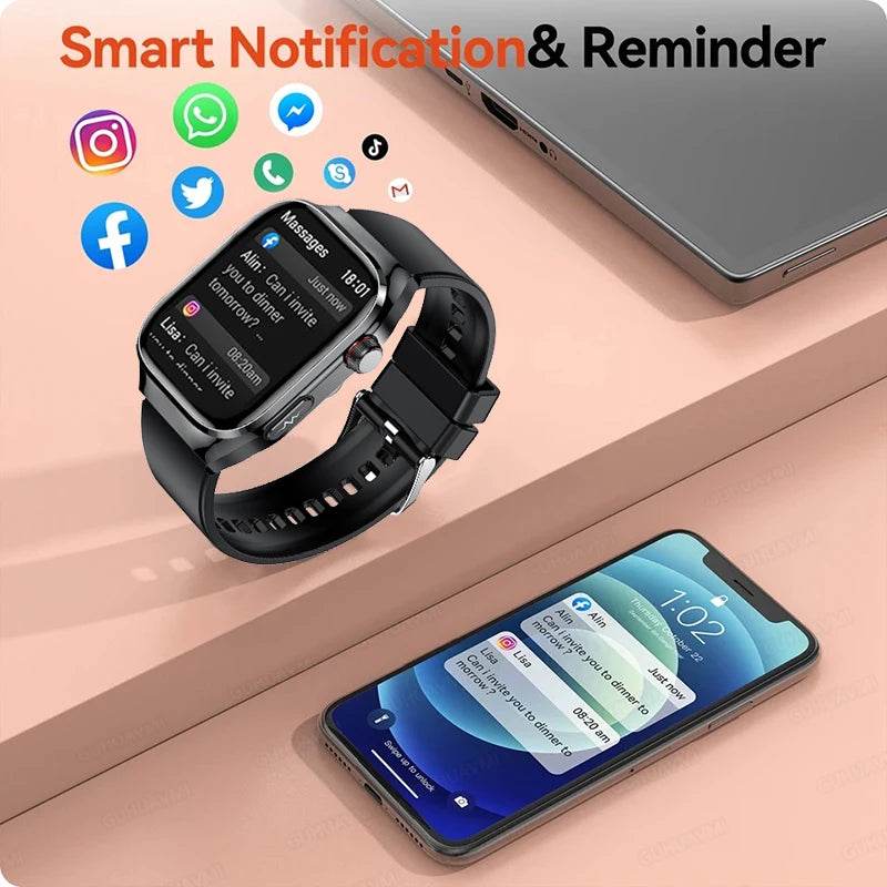 2024 New Uric Acid Blood Fat Smart Watch Men Blood Sugar ECG+PPG Blood Pressure Bluetooth Call Sports for Xiaomi Health Watch - EYESPHERE