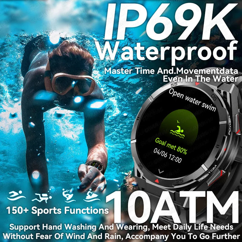 New Military Sports High-precision GPS Smart Watch Men 1.43" Compass 480mAh IP68 Waterproof Bluetooth Call Watch For Android IOS