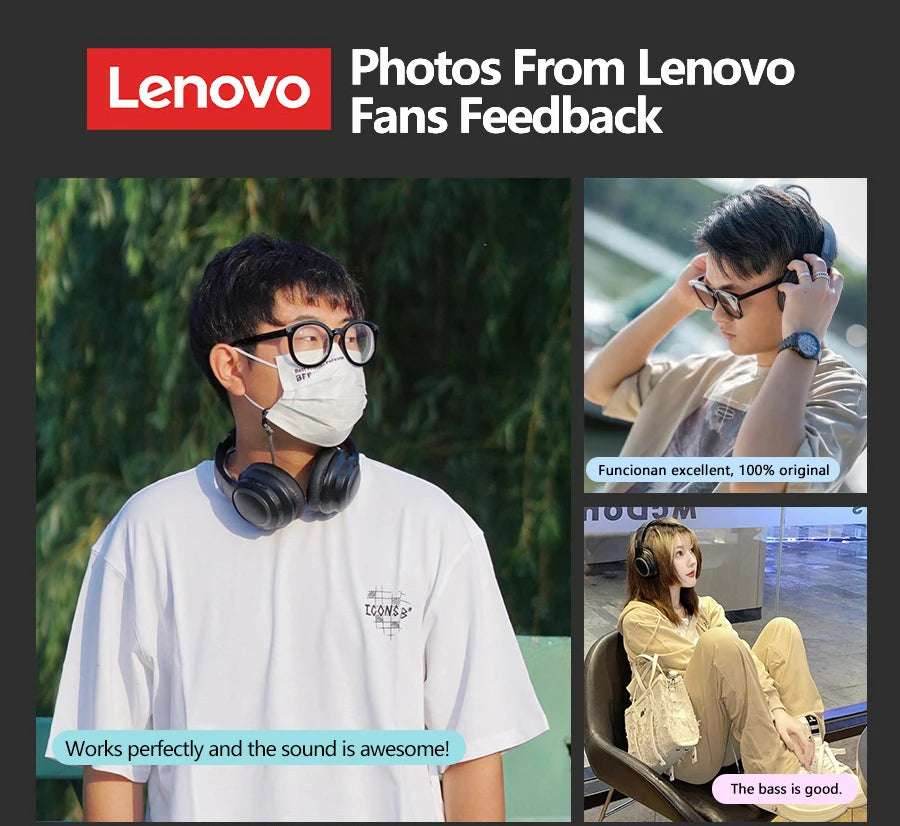 Lenovo TH40 Wireless Bluetooth Over-Ear Headset For PS4 PS5 PC Noise Reduction Gaming Earbuds Outdoor Sport Earphones With Mic - EYESPHERE