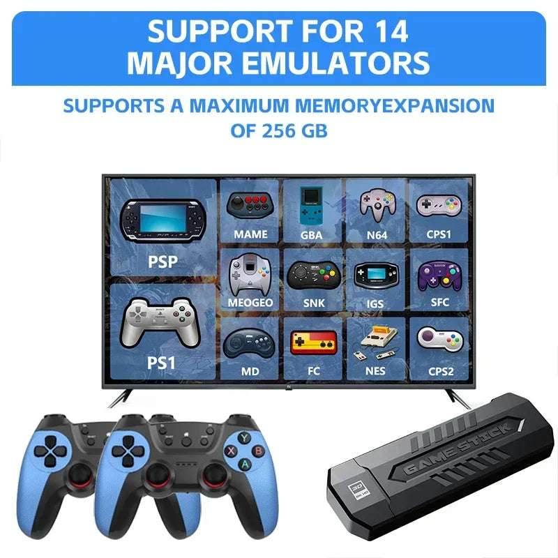 Video Game Stick X2 4K Video Game Stick Console 2.4G Double Wireless Controller 4K HD30000 Games 128G Retro Games Xmas Gift - EYESPHERE