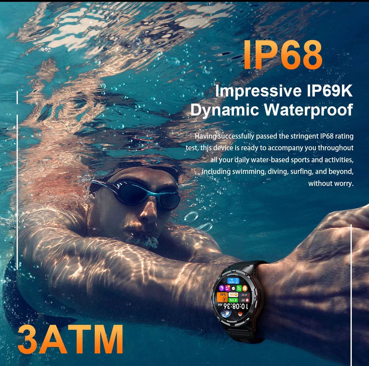 For XIAOMI IOS New Military Smart Watch IP68 outdoor Sport Watch Fitness tracker health monitor BT call NFC Laser Bracelet 2025 - EYESPHERE