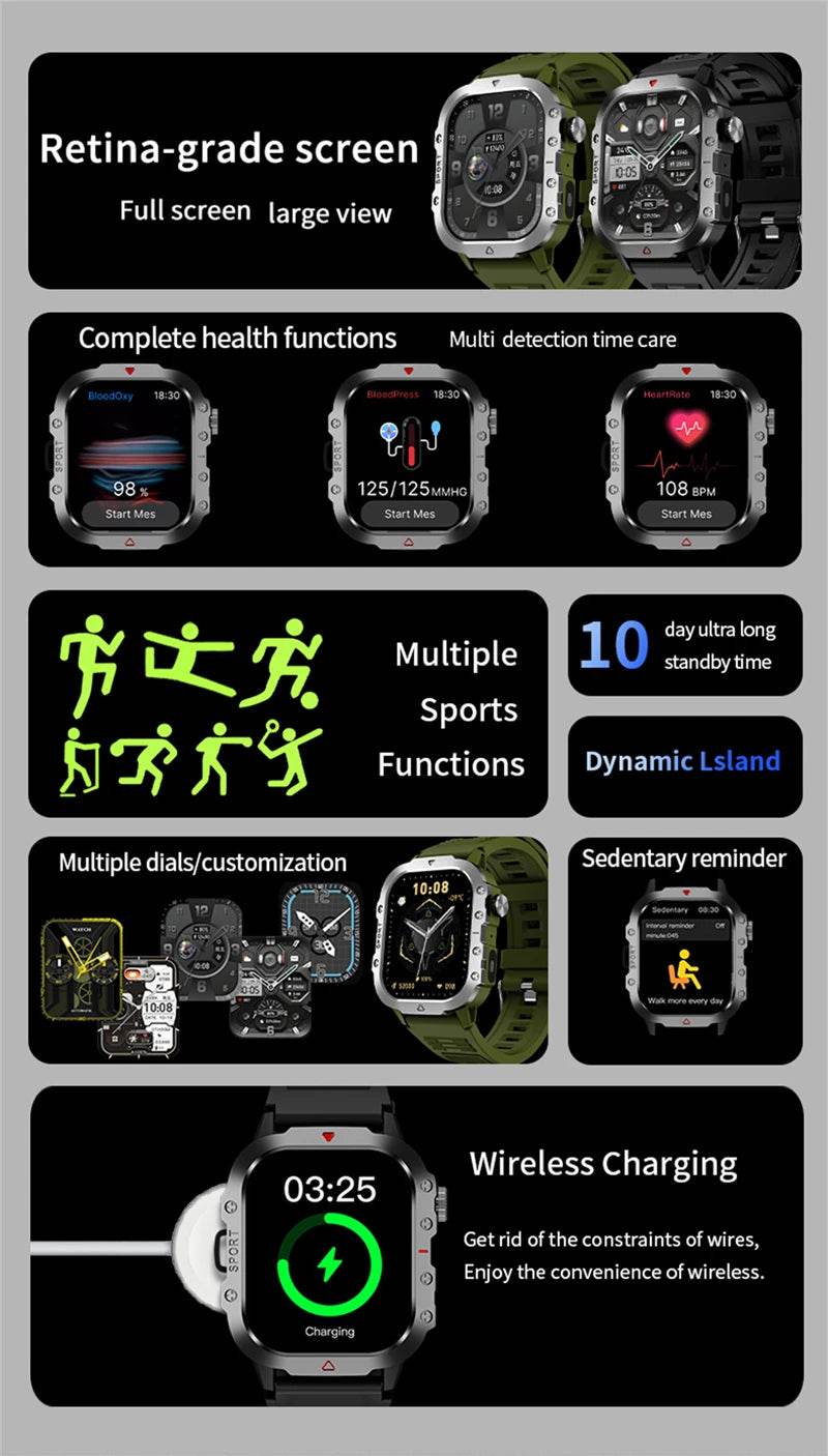 Xiaomi Mijia Military Smart Watch Men IP68 5ATM Outdoor Sports Fitness Tracker Health Monitor 1.81Inch BT Call Smartwatch New - EYESPHERE