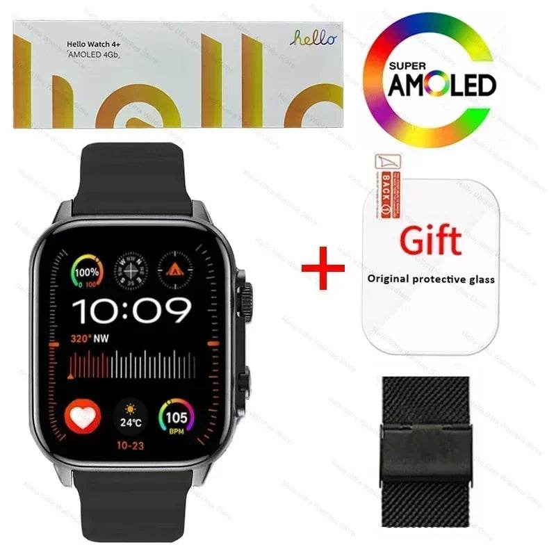 Smartwatch 2025 New Hello Watch 4 Plus ULTRA2 49mm AMOLED 4G ROM GPS GPT NFC Compass Bluetooth Call Sports Clock Men Women PK 3 - EYESPHERE