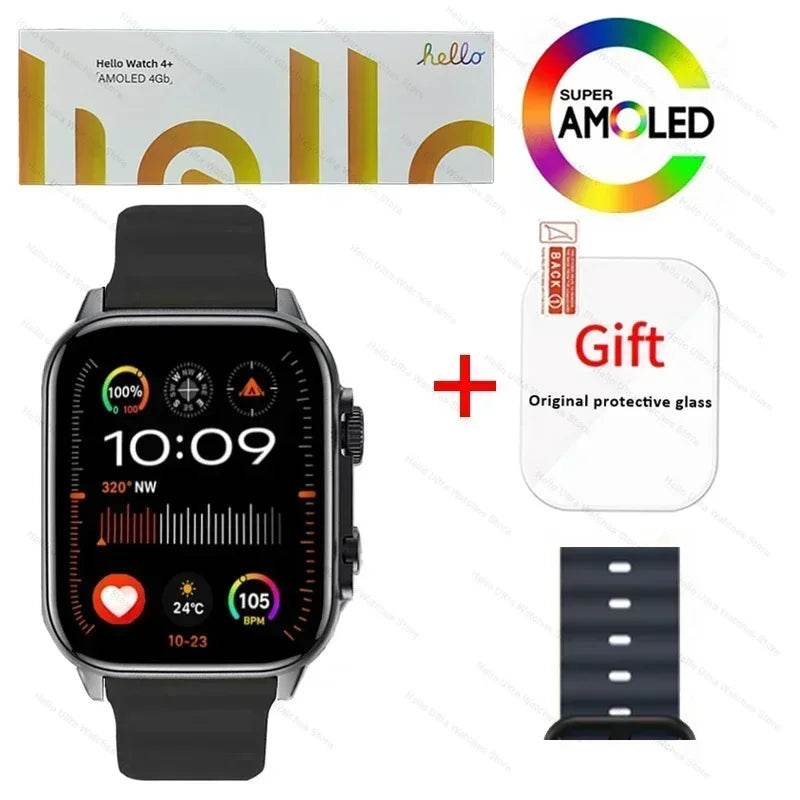 Smartwatch 2025 New Hello Watch 4 Plus ULTRA2 49mm AMOLED 4G ROM GPS GPT NFC Compass Bluetooth Call Sports Clock Men Women PK 3 - EYESPHERE