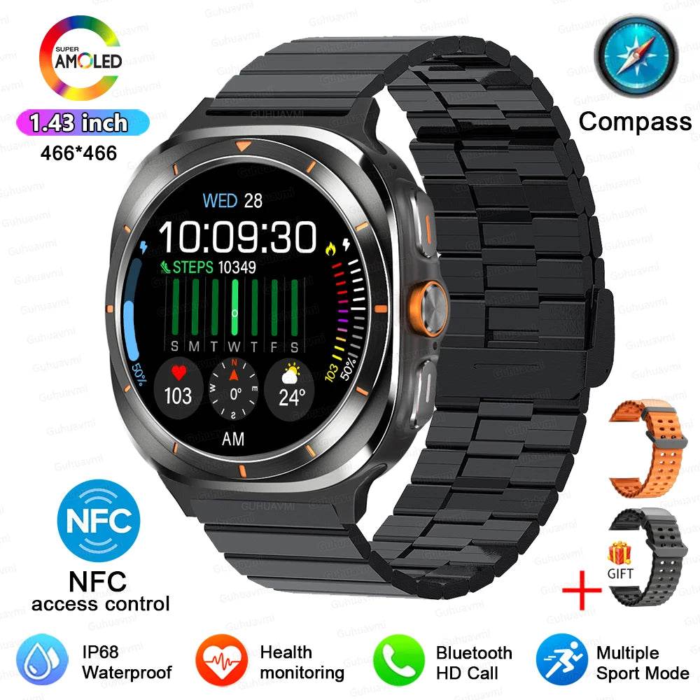 For Samsung Galaxy Watch 7 Ultra New GPS Track Smart Watch Men AMOLED Always Display Clock BT Talk NFC Sport Smartwatches Women - EYESPHERE