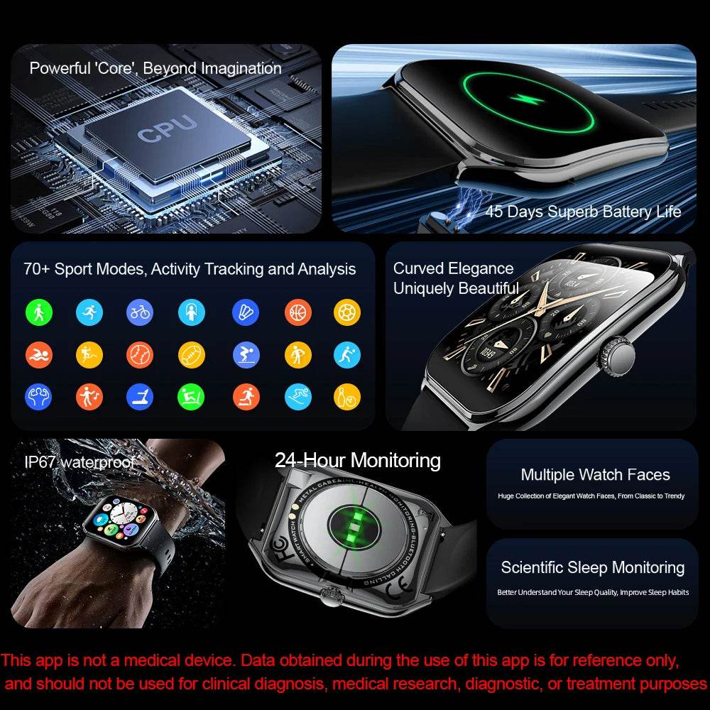 2025 New Smartwatch 0.25 inch Ultra-thin Bluetooth Call Health Monitor Watch IP68 Waterproof 100 Sport Smart Bracelet For HUAWEI - EYESPHERE