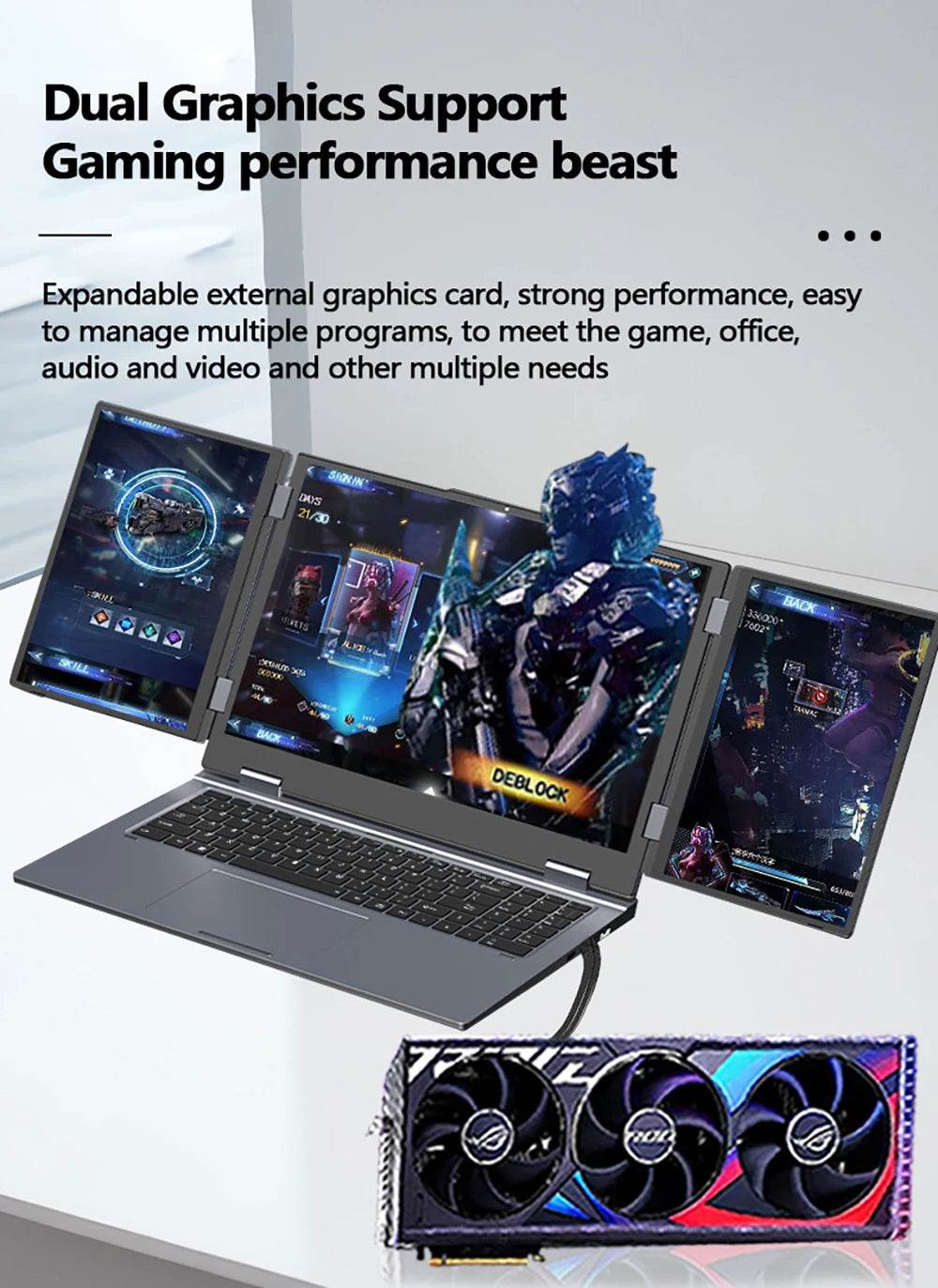 Triple Screen Laptop 16+10.5+10.5inch I7-1260P 64GB 4TB DDR4 Win11 Face Recognition Fingerprint Unlock WIFI6 HD Camera Computer - EYESPHERE