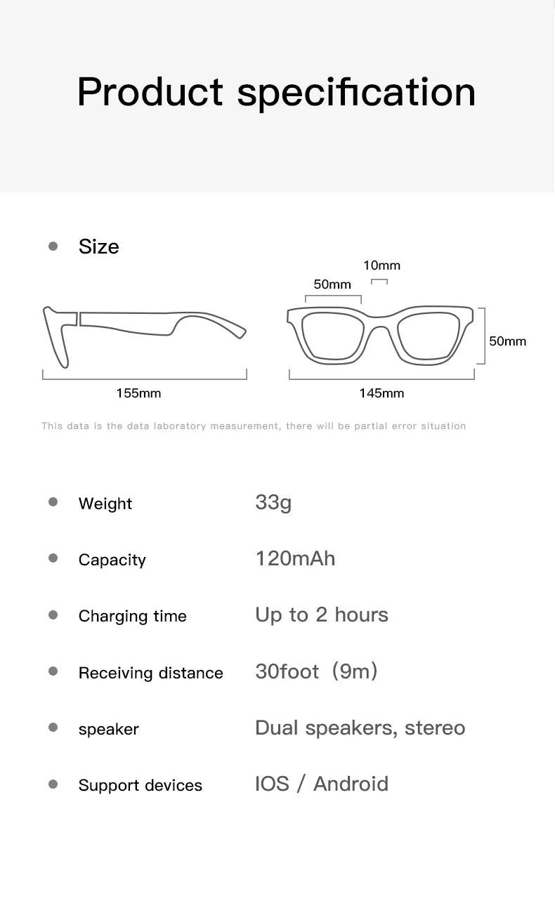 Xiaomi Smart Glasses Wireless Bluetooth 5.0 Sunglasses Outdoor Smart Sport Hands-Free Calling Calling Music Anti-Blue Eyeglasses - EYESPHERE