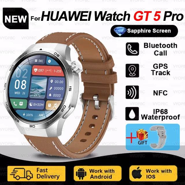 2025New For Huawei Watch GT5 Pro Smart Watch AMOLED Screen NFC GPS Tracker Bluetooth Call Health Waterproof Smartwatch Men Women - EYESPHERE