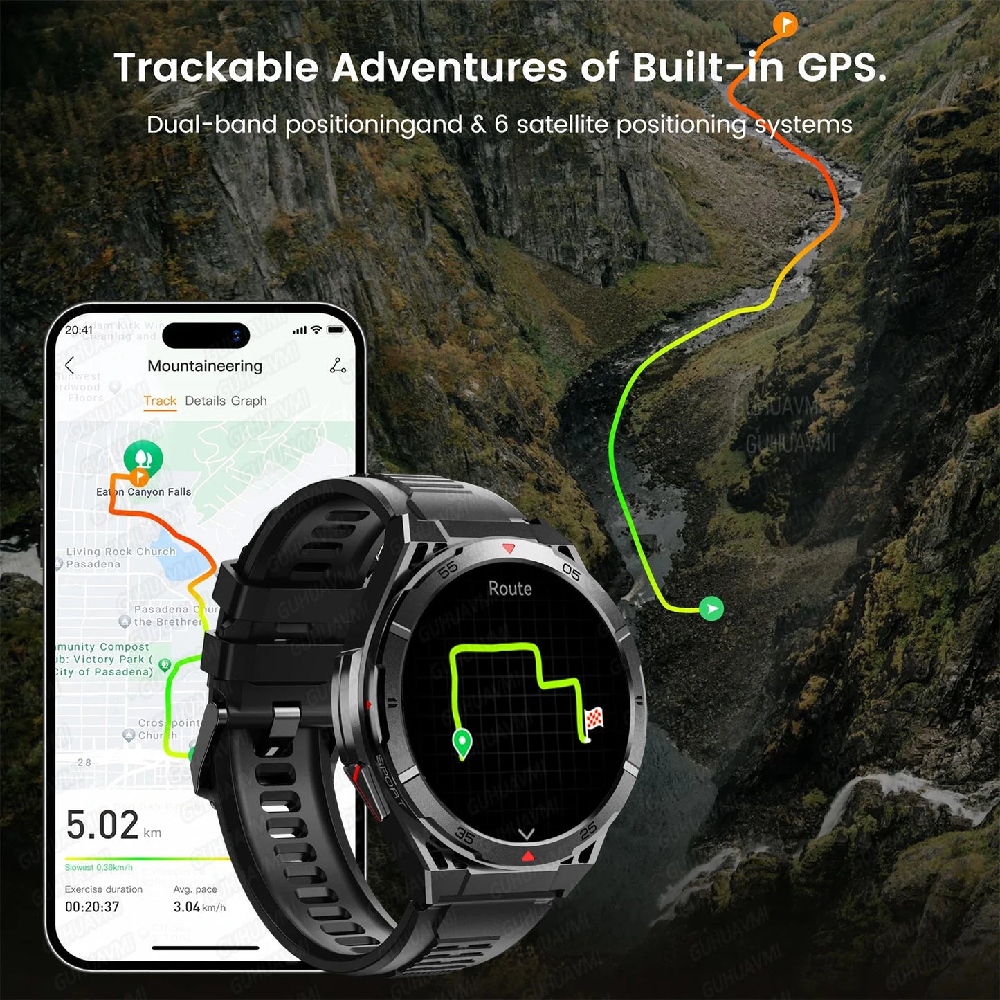 New Military Sports High-precision GPS Smart Watch Men 1.43" Compass 480mAh IP68 Waterproof Bluetooth Call Watch For Android IOS