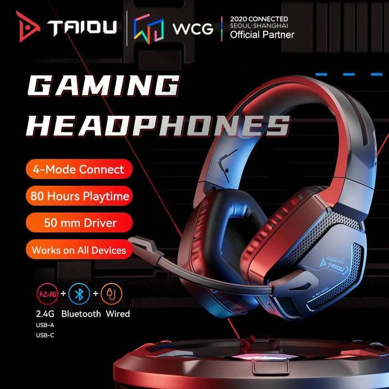 TAIDU T01 Gaming Headset High Quality Wireless Bluetooth Headphones 50mm Wired 4-mode Earphone Gamer's Choice for PC PS5 Xbox - EYESPHERE