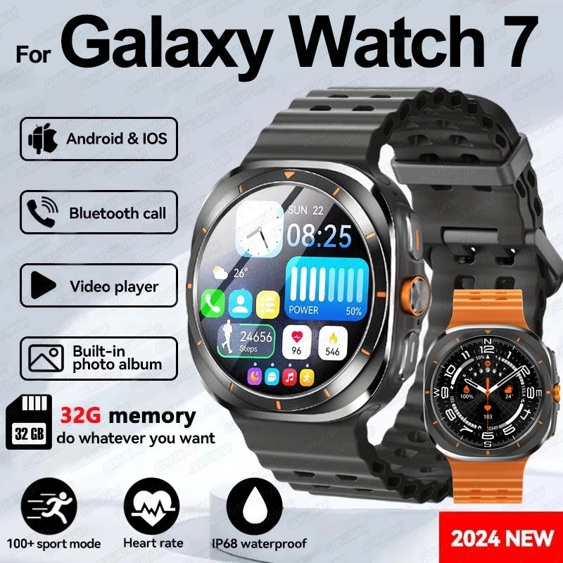 2024New Galaxy Watch 7 Ultra Smart Watch Men 32GB Memory GPS NFC 1.5"AMOLED Screen Fitness Tracker Health Smartwatch For Samsung