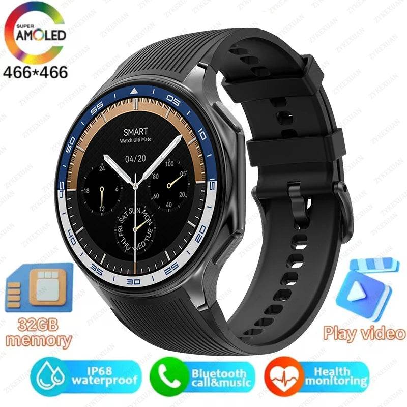 2025 New For OPPO Xiaomi 32G Memory Smart Watch Men Full Touch HD AMOLED Screen Music Fitness Tracker Bluetooth Call Smartwatch - EYESPHERE