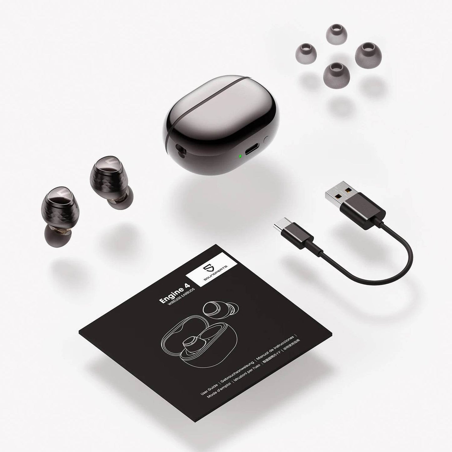 SoundPEATS Engine4 Hi-Res Bluetooth 5.3 Wireless Earbuds with LDAC, Coaxial Dual Dynamic Drivers for Stereo Sound, Total 43 Hrs - EYESPHERE