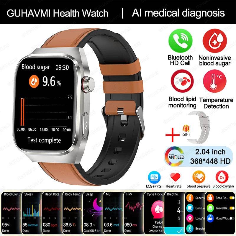 2024 New Uric Acid Blood Fat Smart Watch Men Blood Sugar ECG+PPG Blood Pressure Bluetooth Call Sports for Xiaomi Health Watch - EYESPHERE