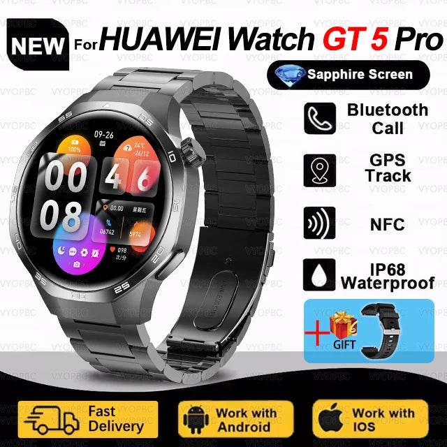 2025New For Huawei Watch GT5 Pro Smart Watch AMOLED Screen NFC GPS Tracker Bluetooth Call Health Waterproof Smartwatch Men Women - EYESPHERE