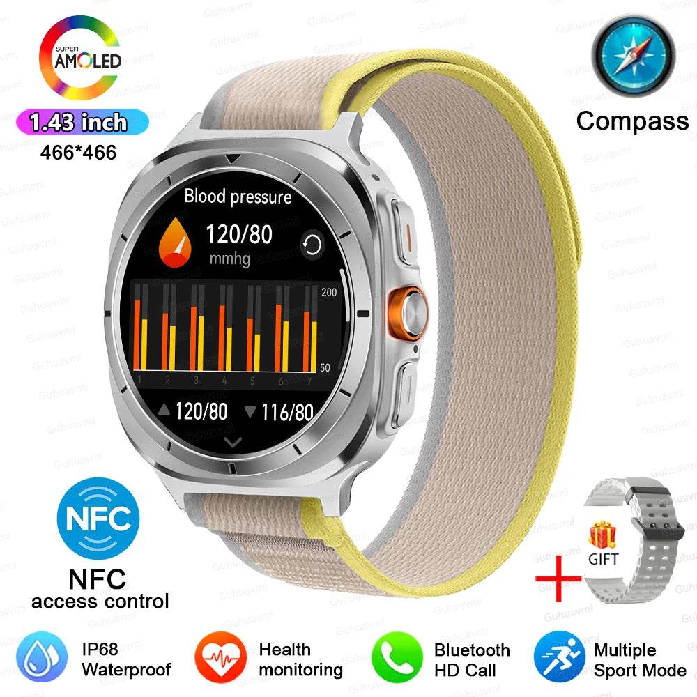 For Samsung Galaxy Watch 7 Ultra New GPS Track Smart Watch Men AMOLED Always Display Clock BT Talk NFC Sport Smartwatches Women - EYESPHERE