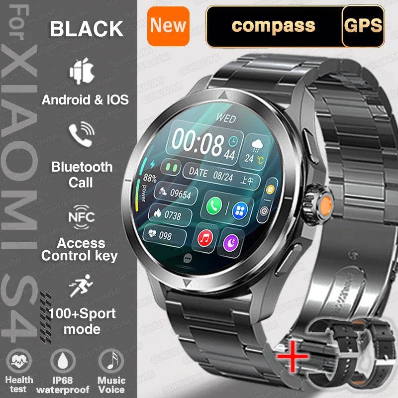 For Xiaomi S4 Ultra Outdoor Sports Smart Watch Men AMOLED Screen NFC GPS Compass Heart rate Waterproof Bluetooth Call SmartWatch - EYESPHERE