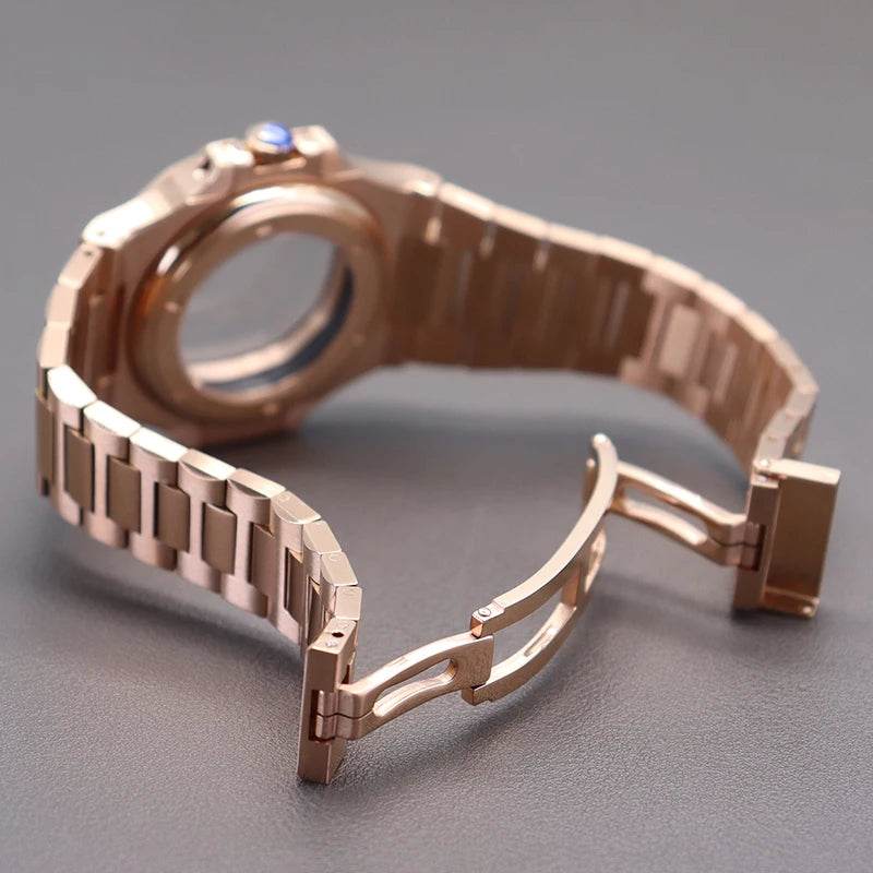 Rose Gold 40mm Watch Case Parts WatchBand For Modified Nautilus Seiko NH34 NH35 NH36 NH38 Movement 30.8mm Sapphire Crystal Glass - EYESPHERE