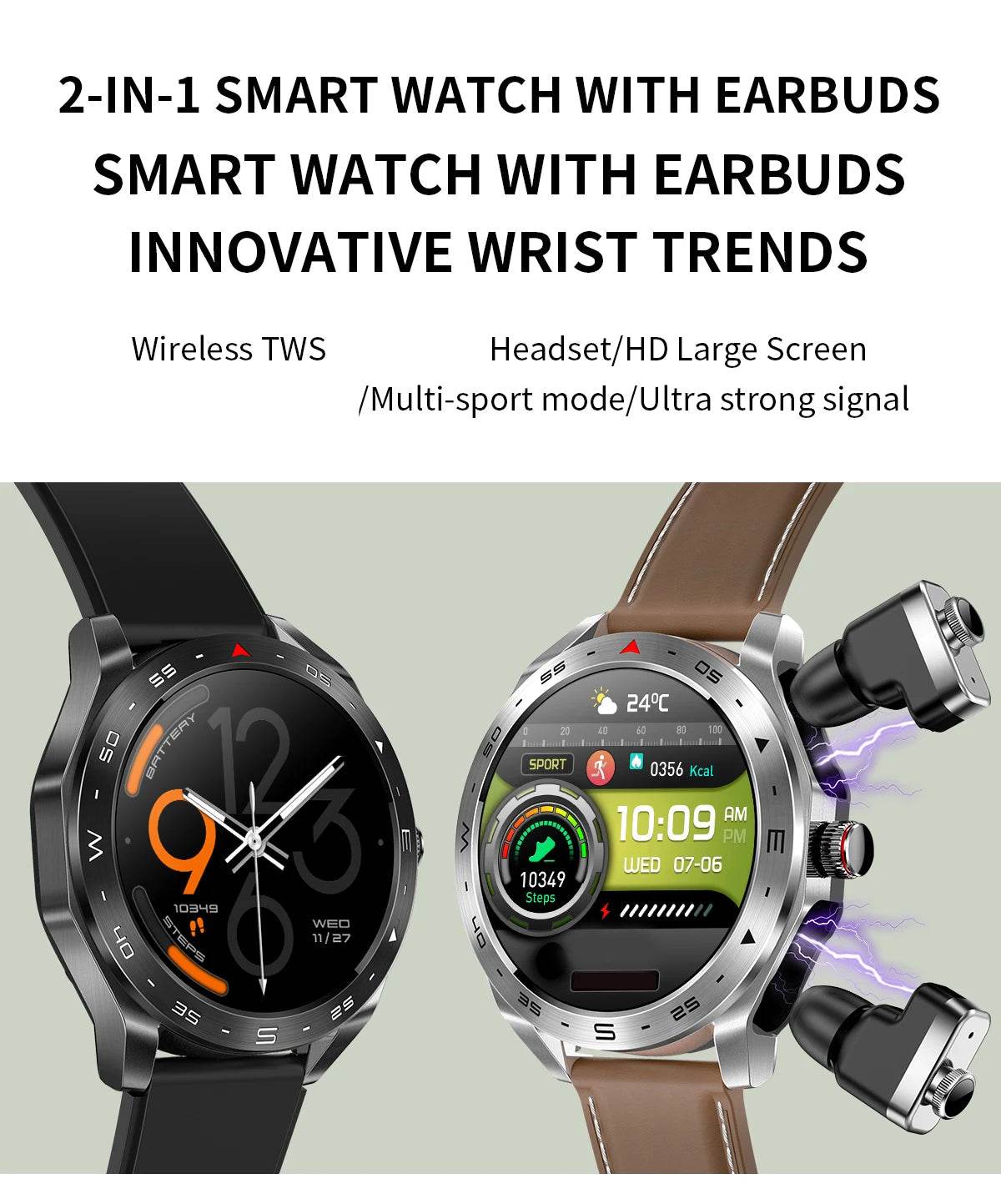 2024 TWS 2-in-1 Bluetooth Earphones Men Smart Watch Bluetooth Call GPS Motion Trajectory HIFI 9D Sound Quality Women Smartwatch - EYESPHERE