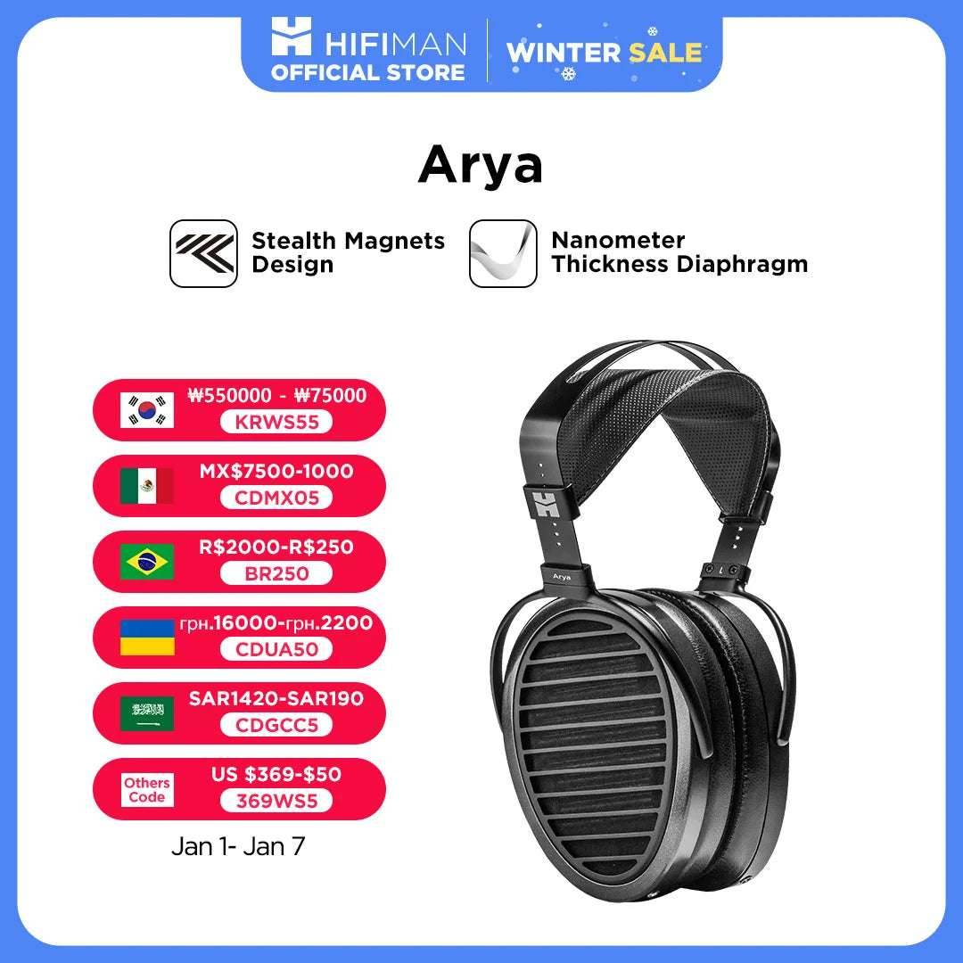 HIFIMAN Arya Full-Size Over Ear Planar Magnetic Audiophile Adjustable Headphone Stealth Magnets Version - EYESPHERE