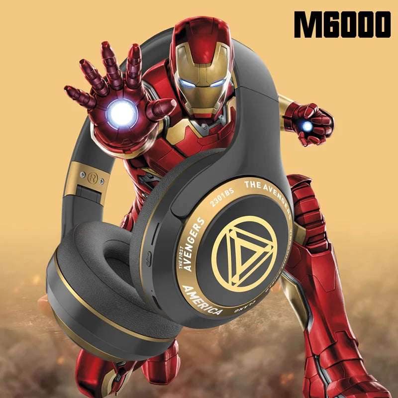 New Marvel Cartoon Iron Man Bluetooth In ear Foldable Computer Wireless Earphones Noise Reduction HIFI Stereo Game Earphones - EYESPHERE