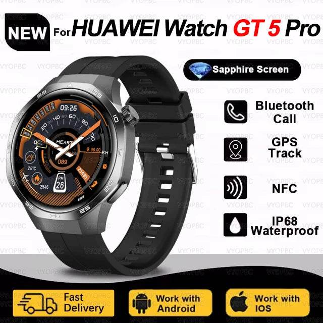 2025New For Huawei Watch GT5 Pro Smart Watch AMOLED Screen NFC GPS Tracker Bluetooth Call Health Waterproof Smartwatch Men Women - EYESPHERE