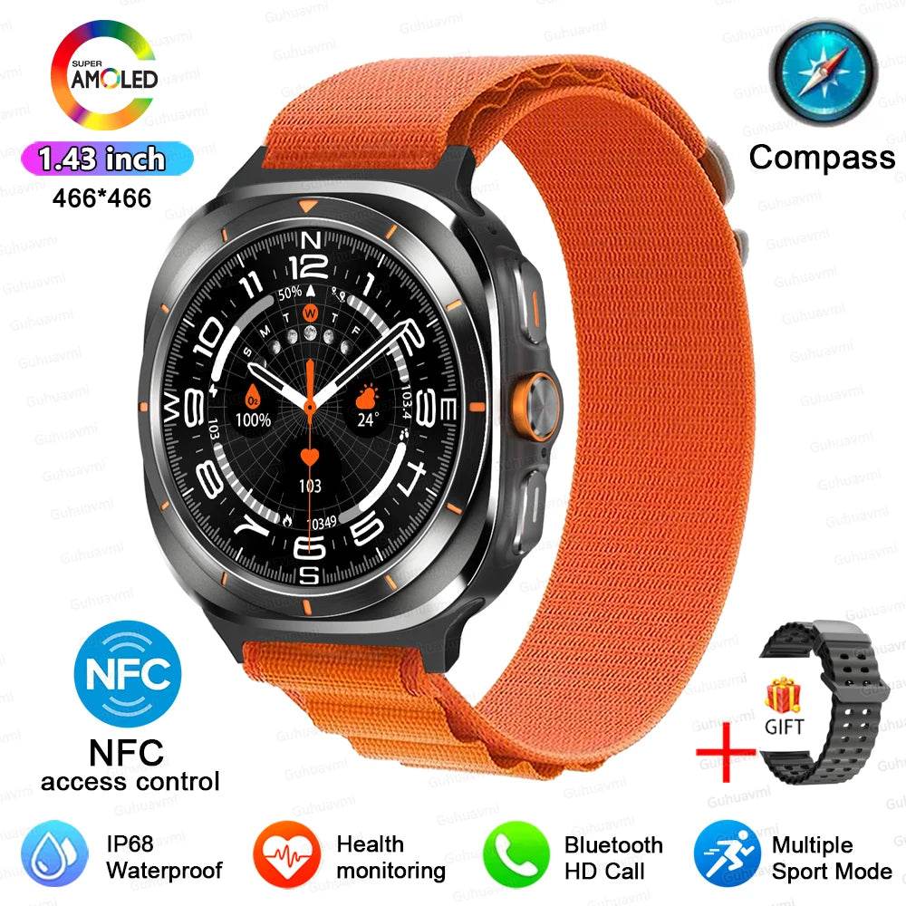 For Samsung Galaxy Watch 7 Ultra New GPS Track Smart Watch Men AMOLED Always Display Clock BT Talk NFC Sport Smartwatches Women - EYESPHERE