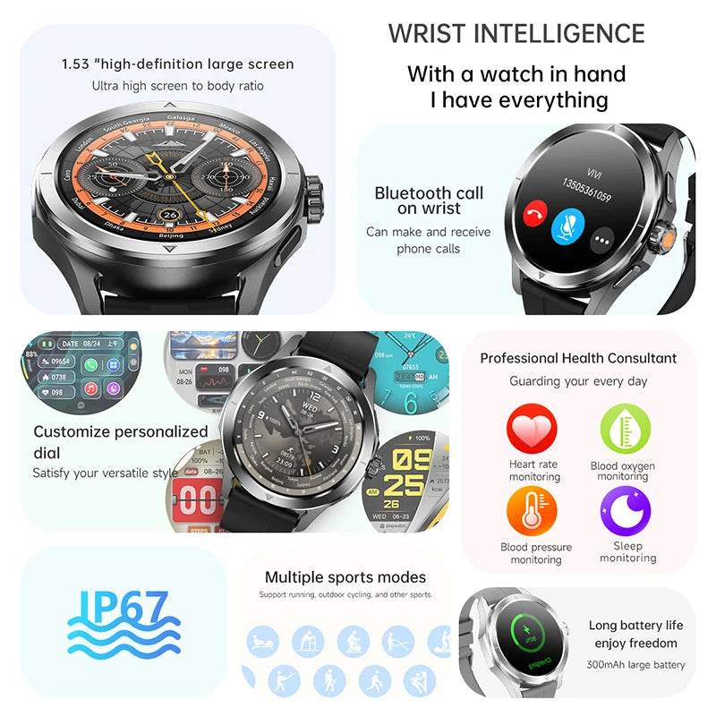 For Xiaomi S4 Ultra Outdoor Sports Smart Watch Men AMOLED Screen NFC GPS Compass Heart rate Waterproof Bluetooth Call SmartWatch - EYESPHERE