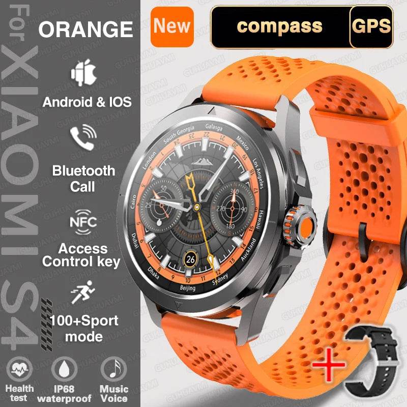 For Xiaomi S4 Ultra Outdoor Sports Smart Watch Men AMOLED Screen NFC GPS Compass Heart rate Waterproof Bluetooth Call SmartWatch - EYESPHERE