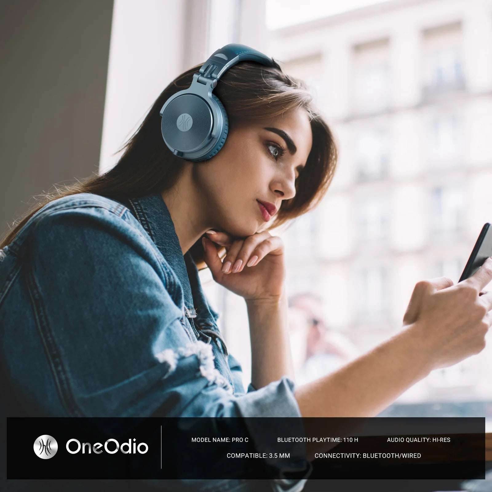 Oneodio Pro C Wireless Bluetooth 5.2 Headphones Over Ear With Microphone Hi-Res Audio Wired&Wireless Headset 110h Playtime AAC - EYESPHERE