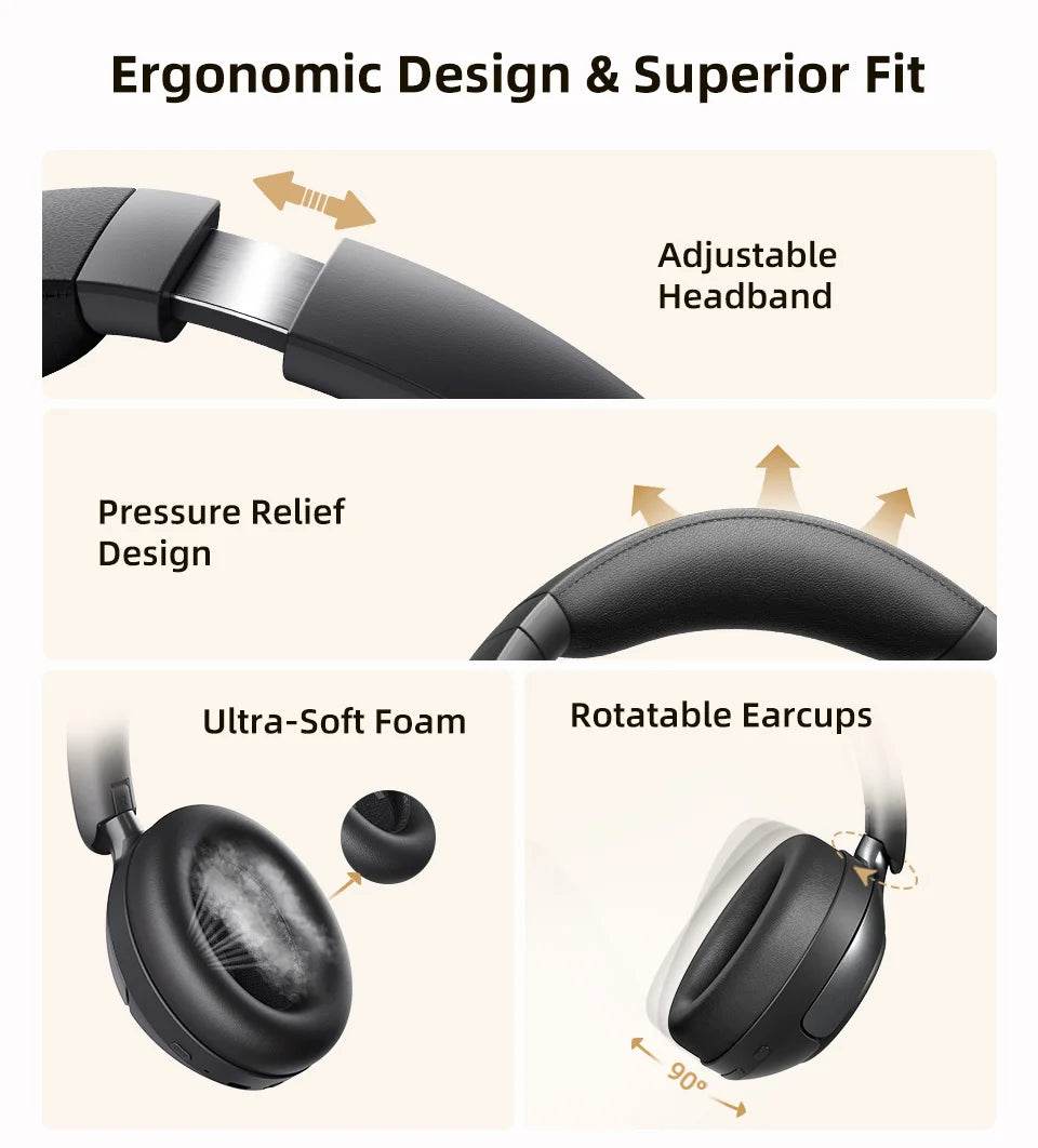 QCY H3 Pro ANC Wireless Headphone 50dB Noise Canceling Hi-Res Spatial Audio Earphone with LDAC Bluetooth 5.4 Over Ear Headset - EYESPHERE