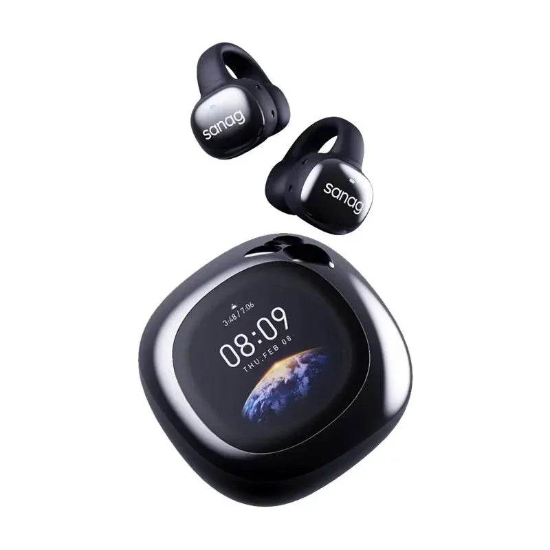 Sanag S5Pro OpenEarClip Wireless Earphone TWS Bluetooth Headphones LED Screen Gaming Earbuds 32GB MP3 Player Smart Watch Speaker - EYESPHERE