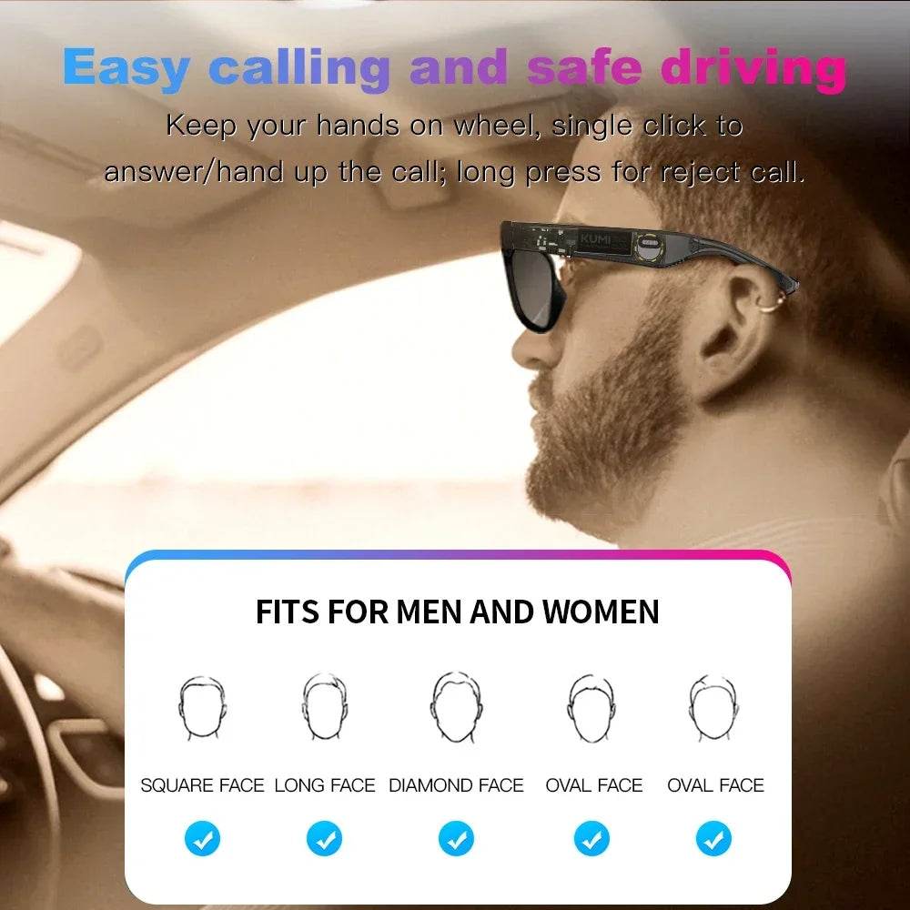 KUMI Meta V1 Smart Glasses Break Audio-visual Imagination Create Bluetooth glasses IPX4 Waterproof Bluetooth Phone Call - EYESPHERE